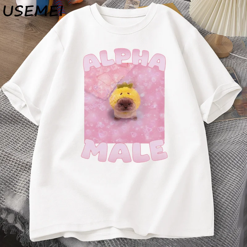 Alpha Male Funny Cat Meme T-shirt Woman and Men Goofy Ahh T Shirt Men's Designer Clothes Cotton Short Sleeve T-shirts Streetwear