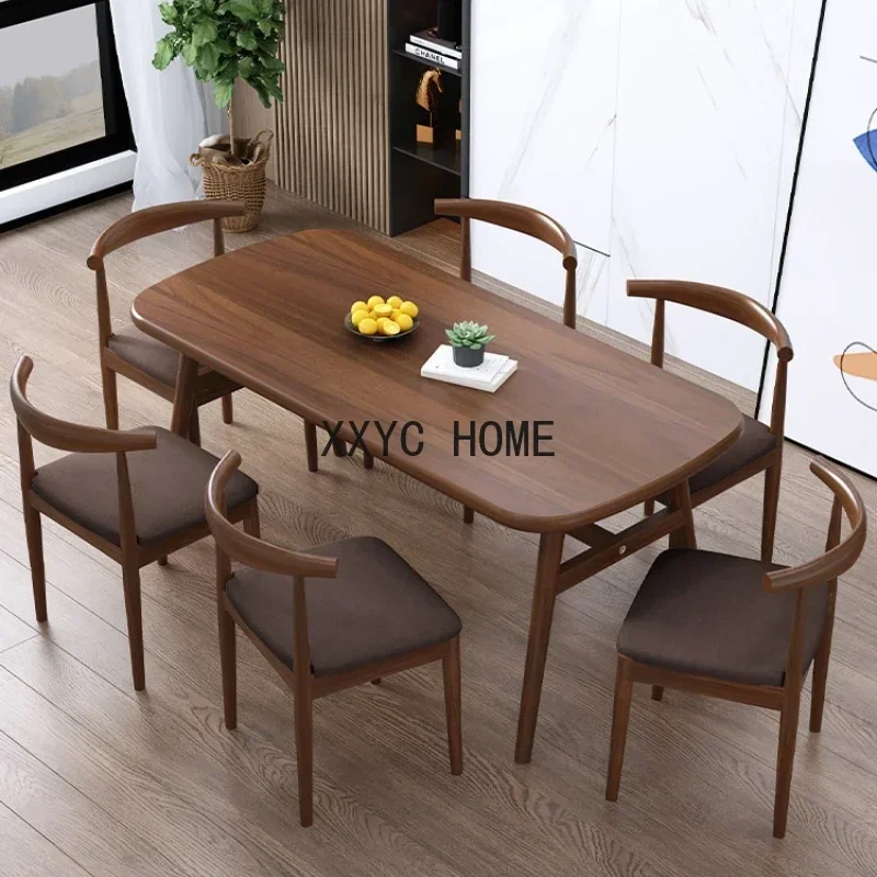 

Бытовой обеденный стол для небольшой квартиры, 4 человека, 6 человек, простые обеденные столы и стулья для гостиной, прямоугольный