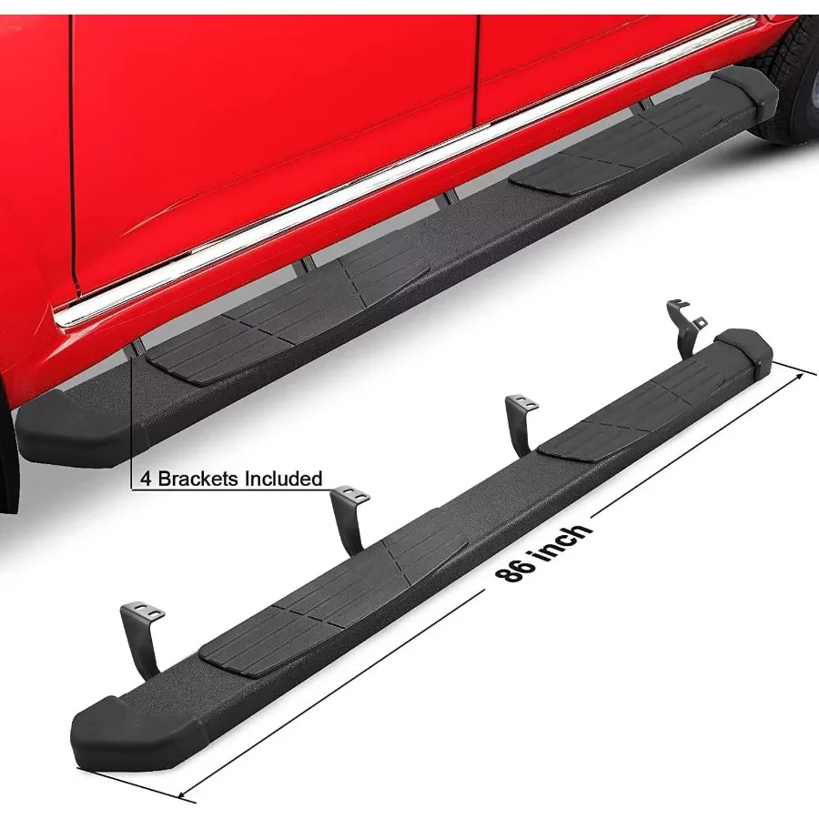 لوحات تشغيل 6.5 متوافقة مع 2022-2025 Toyota Tundra Crewmax Cab 4 باب كامل الحجم لوحات جري بيضاوية مسطحة سوداء مكونة من قطعتين