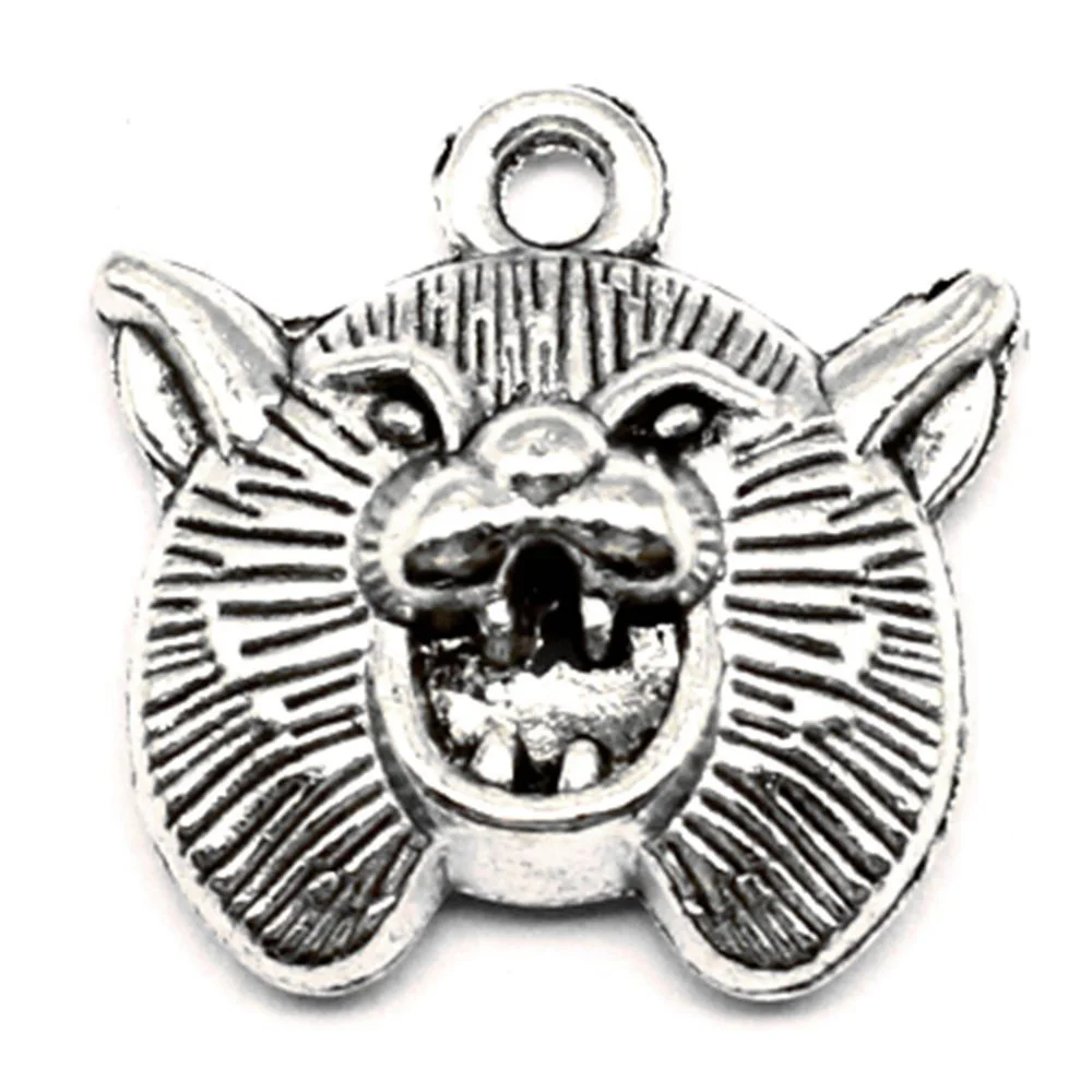 Bear Head Charms Woman Pendant Children Diy Design Jewelri 19x20mm 10pcs Antique Silver Color