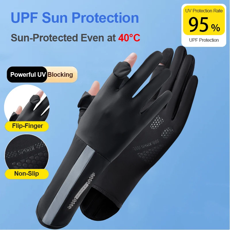 Sun Protection Gloves Lady Summer Gloves Driving Flip-Finger Non-slip Cooling Cycling Women Shopping Extended Wrist Hiking Glove