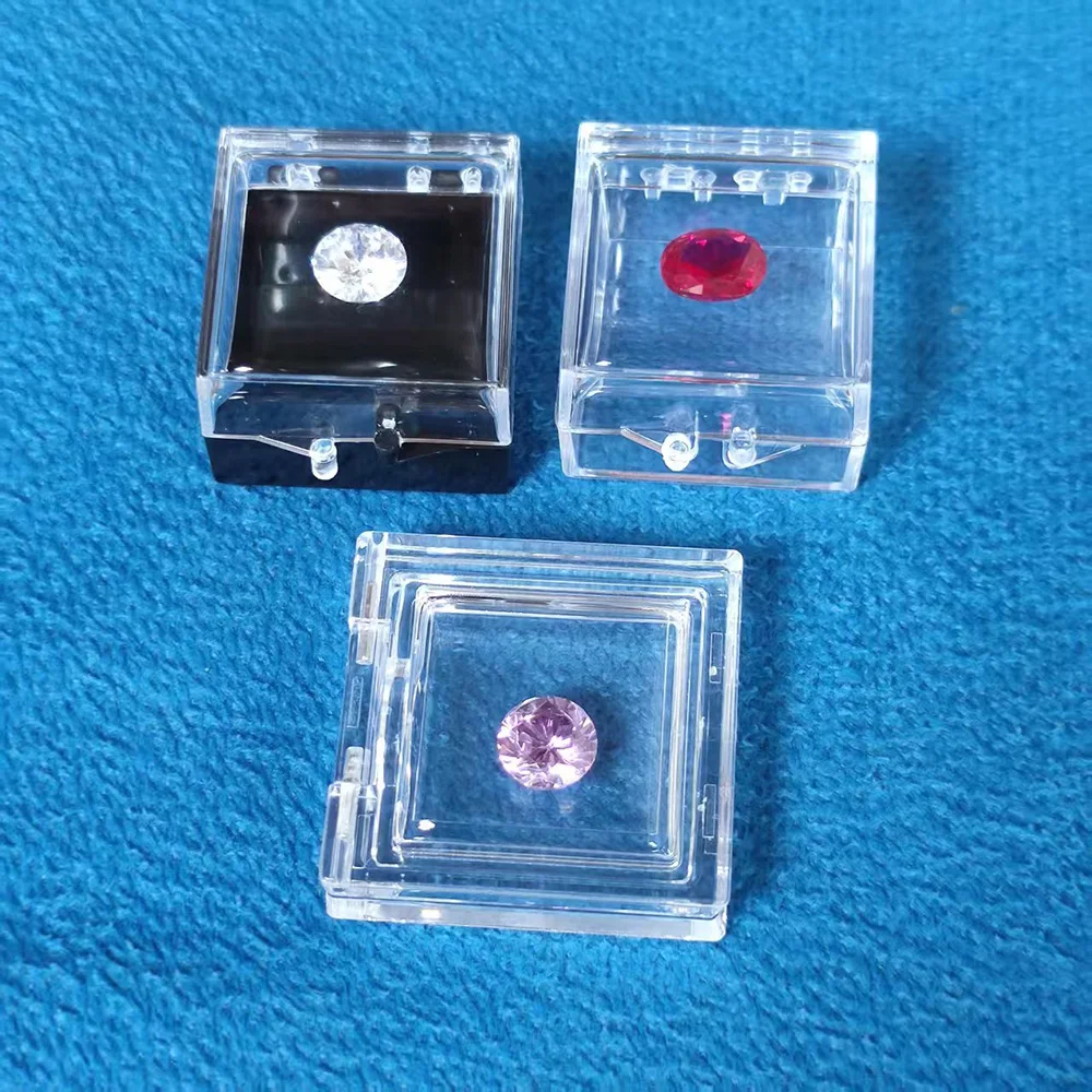 Floating Gemstone Storage Box Gems Display Organizer Holder Clear Adhensive Loose Diamond Stone Zircon Jewelry Packaging Boxes