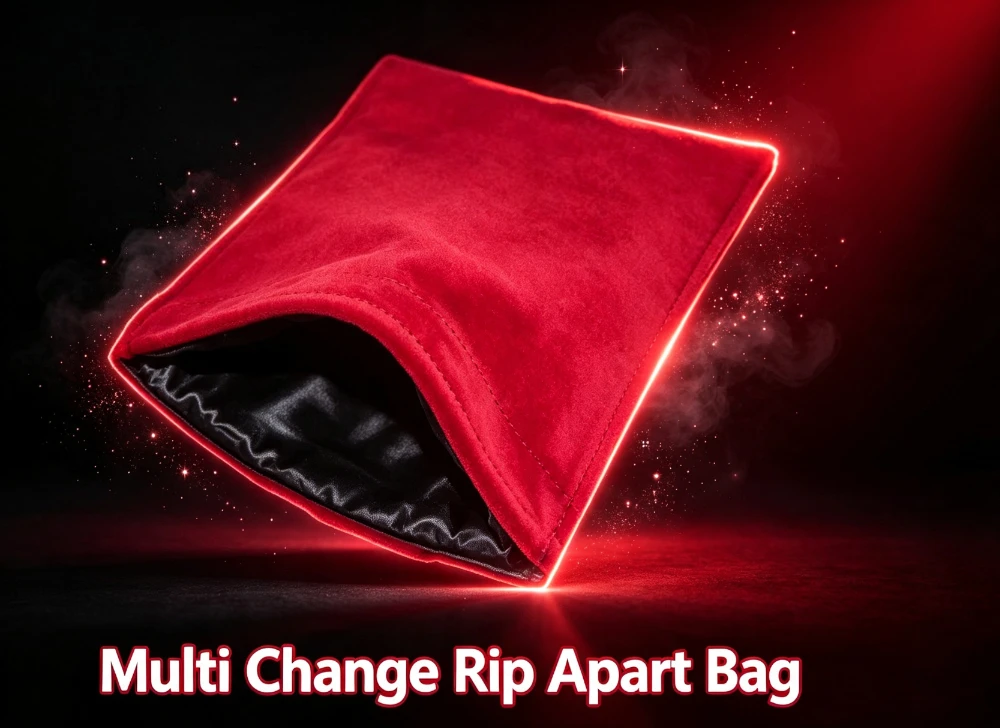 Multi Change Rip Apart Bag ( Red Color ) Stage Magic Tricks Fun Object Appearing Vanish Magia Gimmick For Magicians