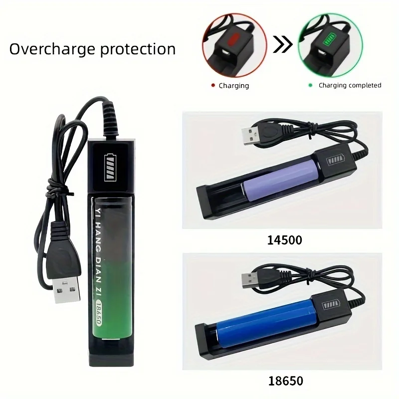 18650 Charger Charging 3.7V Li-ion Battery Charger USB Universal Smart 1 Slot Charger Lithium Batteries Charging Adapter