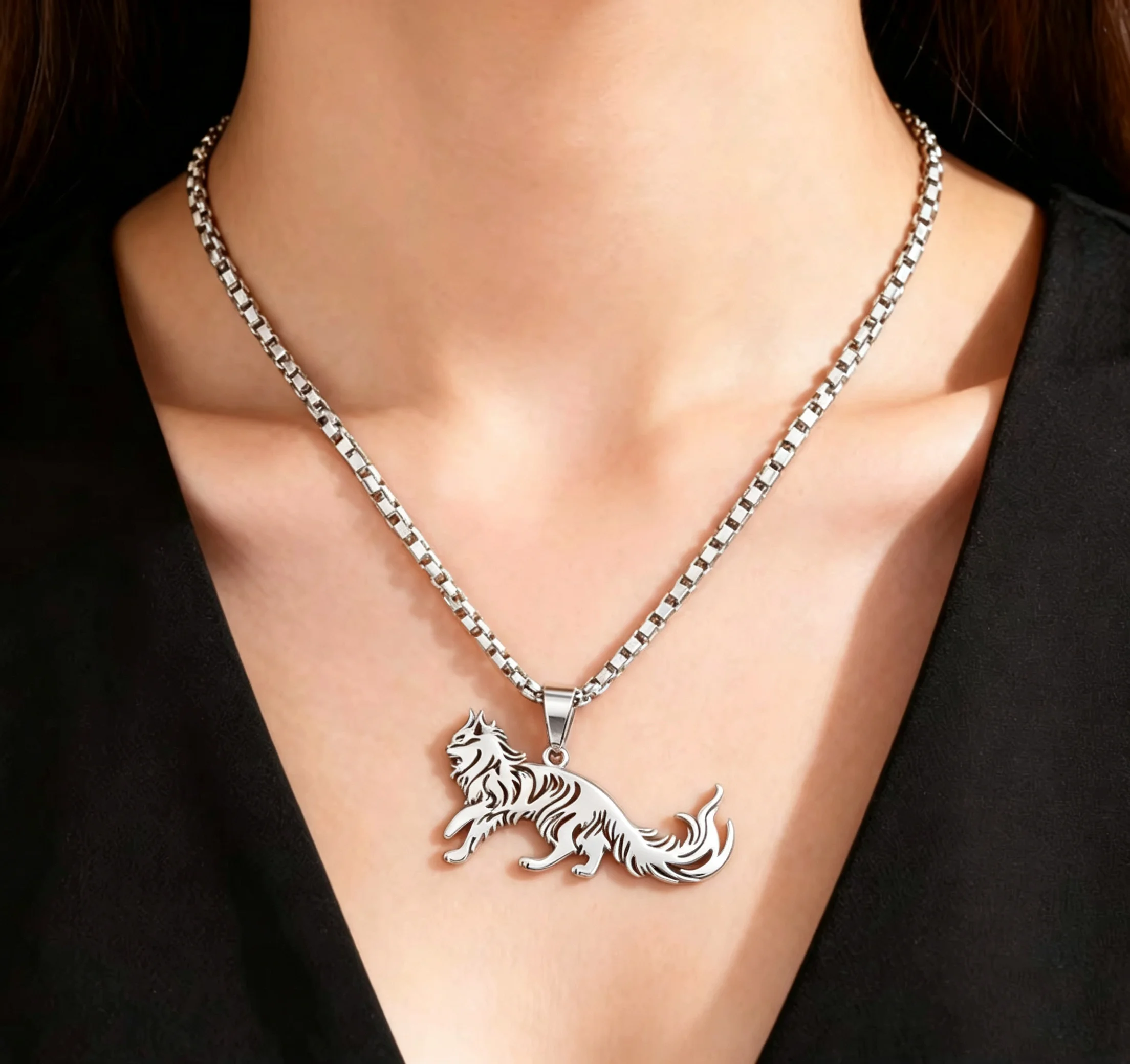 Gothic Cutout Pendant Necklace Skull Moon Animal Figure Symbol Necklace Unisex Halloween Party Statement Jewelry Gift