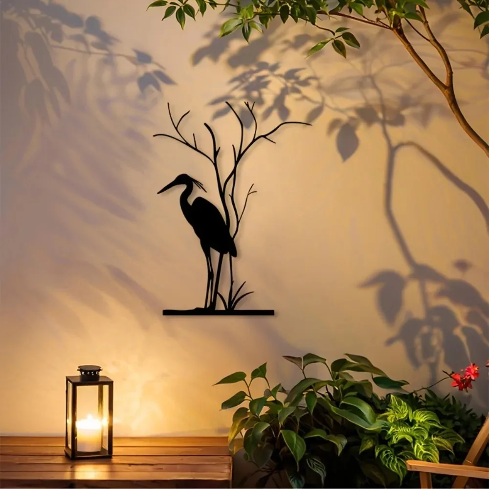 Heron Metal Wall Art, Bird Silhouette Decor, Rustproof Aluminum Outdoor Gift
