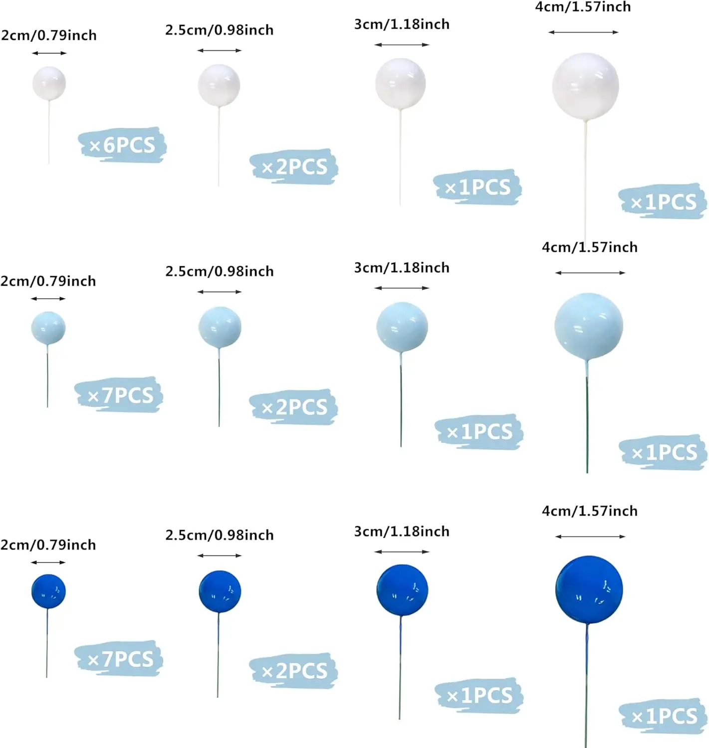 32 Stück Ball kuchen Picks bunte kugelförmige Kuchen deckel Perlen kugeln Cupcake Kuchen einsatz Topper für Geburtstags feier Hochzeits dekor – Detail 10