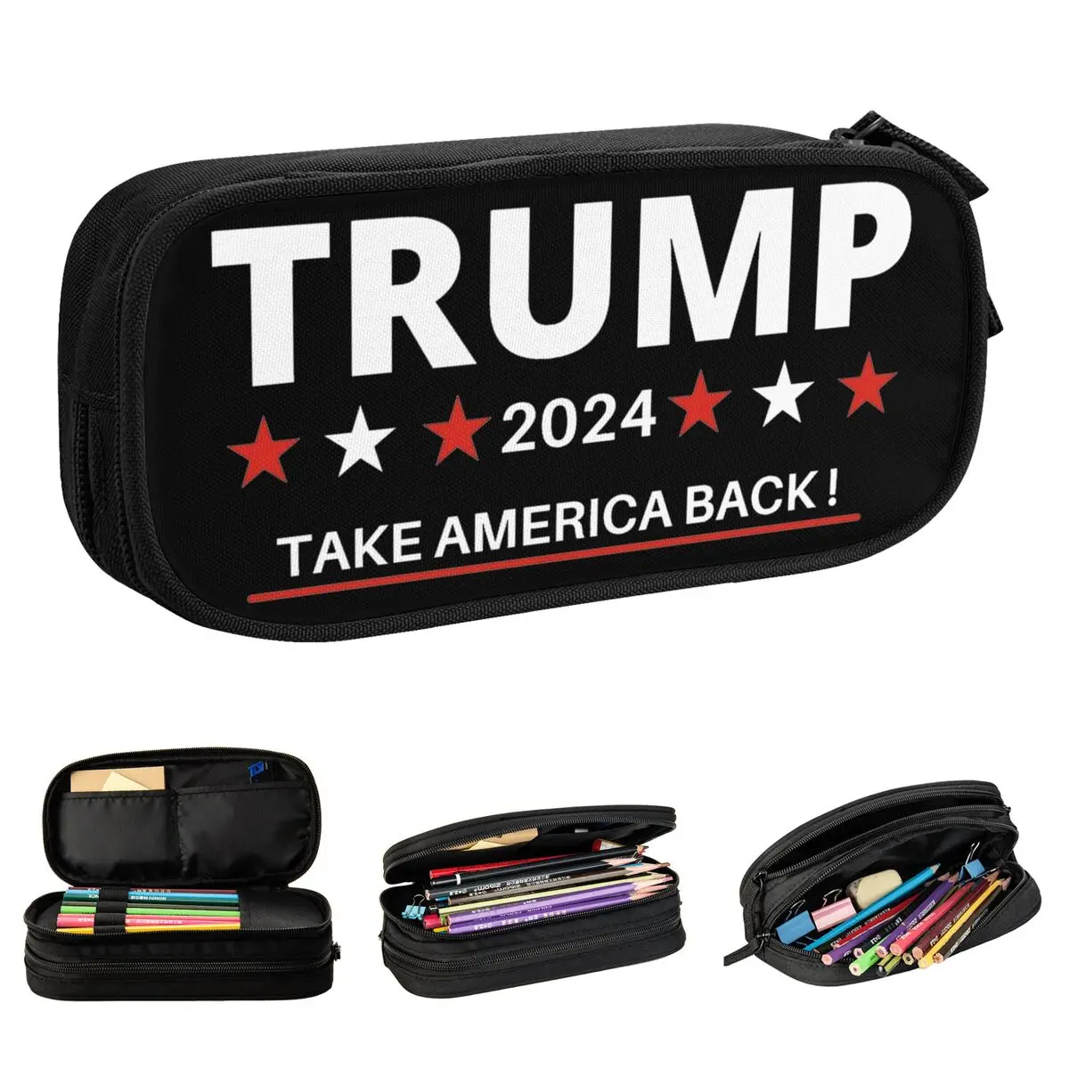 Trump 2024 Take America Back Pencil Cases Pen Holder Bag Kids Big Capacity Office Gift Pencilcases