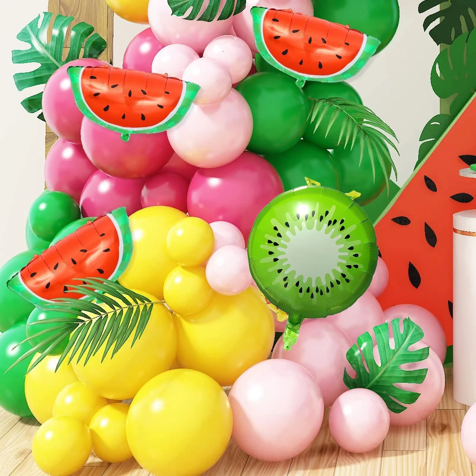 Fruit Watermelon Orange Kiwi Pink Lake Blue Green Balloon Garland Kit Baby Shower Hawaii Aloha Birthday Wedding Party Decoration