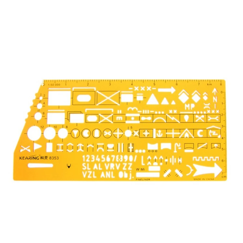 1:50000 Scale Military Drawing Ruler 7 Inch Orange PVC Military Template 8353