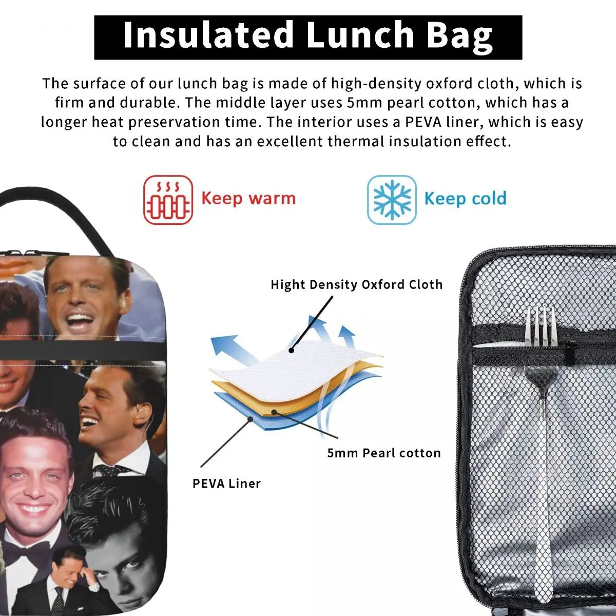 Insulated Lunch Tote Bag Luis Miguel Singer Accessories Lunch Food Box New Thermal Cooler Lunch Box For School