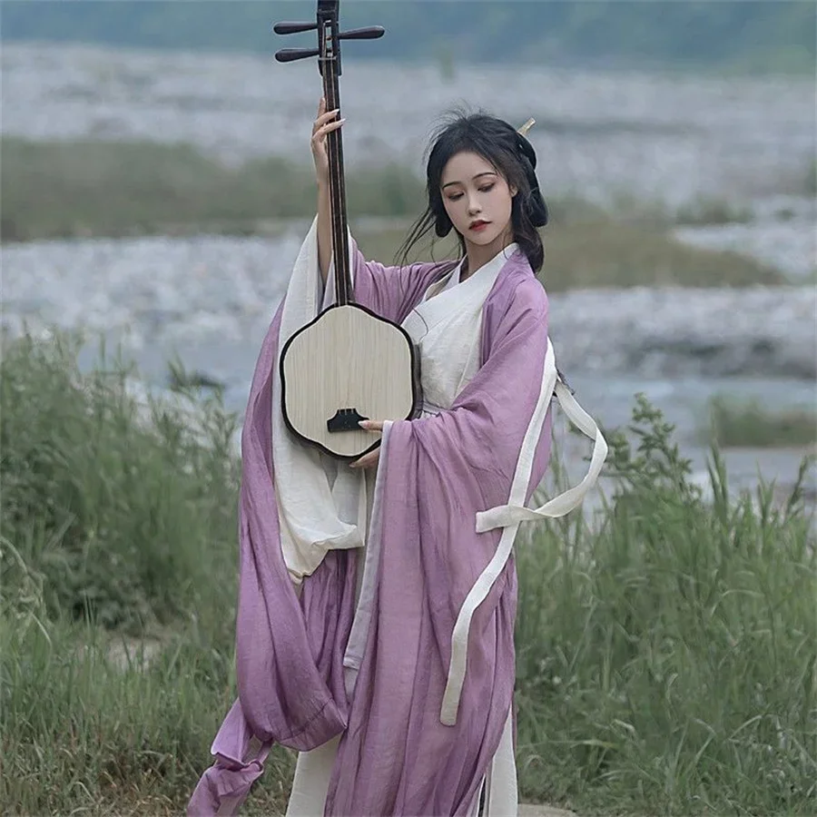 

Chinese Hanfu Dress Women Traditional Clothes Halloween Carnival Cosplay Costume purpal&White Dress Ancient Hanfu Plus Size XXL