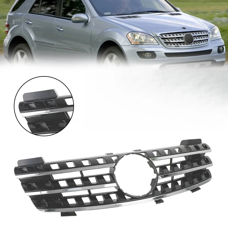 

Front Bumper Grille Grill Fit for ML-Class W164 2005-2008 Chrome/Black