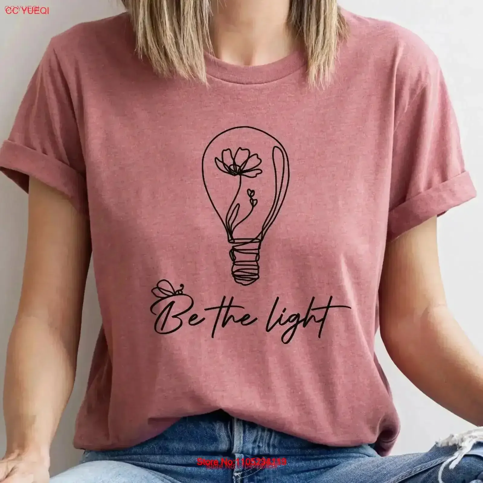 Футболка Be The LighT, минималистичная линия ArT, вдохновляющая вера, лампочка в стиле бохо для нее, милый винтажный мытый мужчина, слегка винтажный