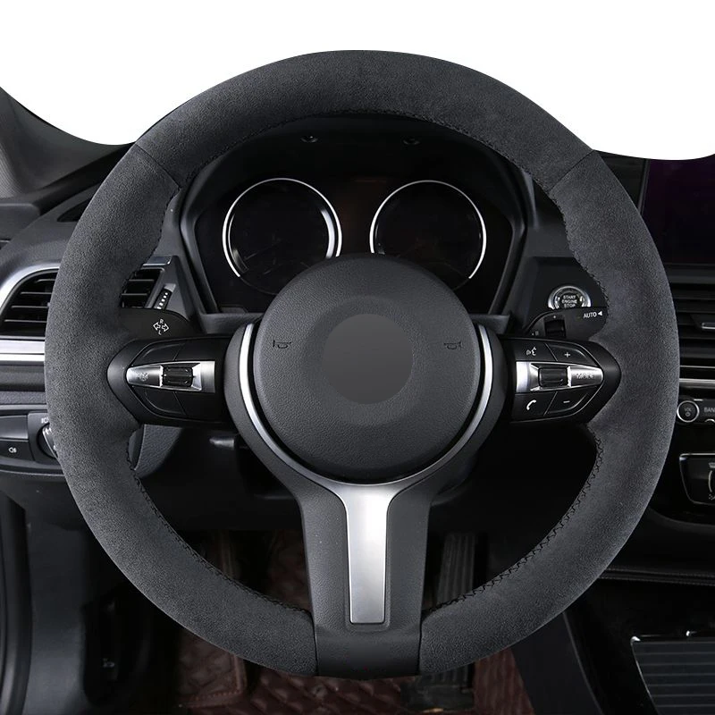 Alcantara Car Steering Wheel Cover Wrap Genuine Leather Black Thread Car Accessoires Specifically for BMW F30 FX3 X4 X5 X6 M3 M5