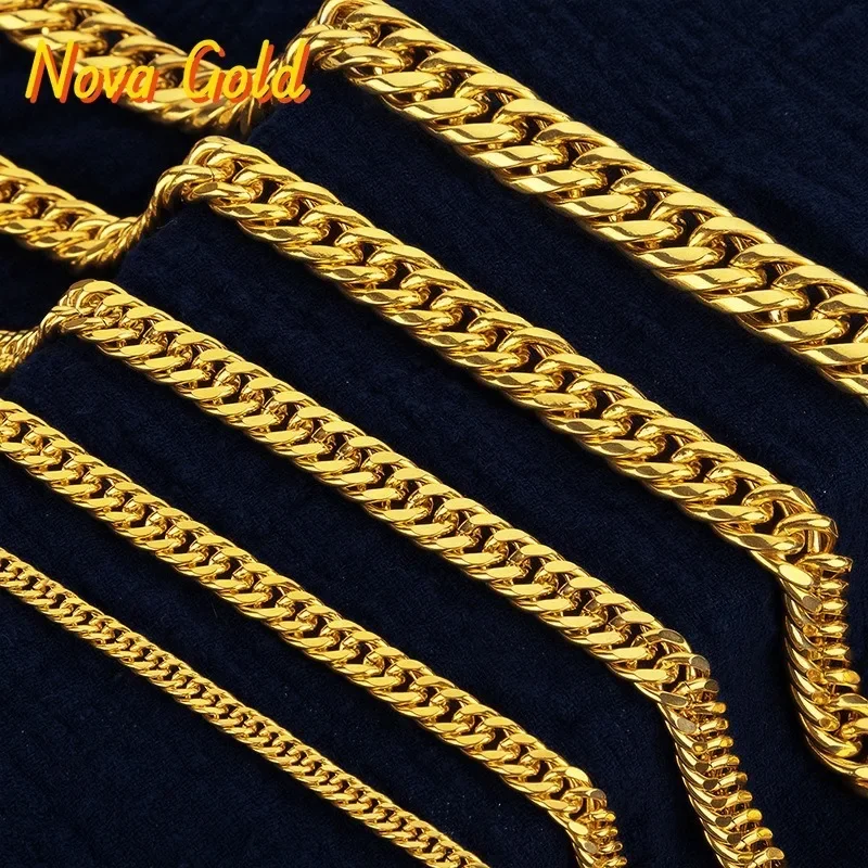 

NovaGlod Luxury 24K 9999 Pure Gold real gold Men's Necklace Boss Chain Men's and Women's Tank Chain