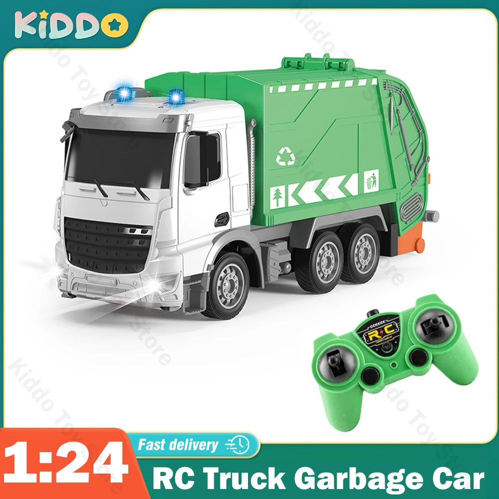 1:24 Scale Remote Control Garbage Truck - Heavy Duty  Tractor Durable Electric Engineering Vehicle Toy, Ideal Gift for Boys Kids