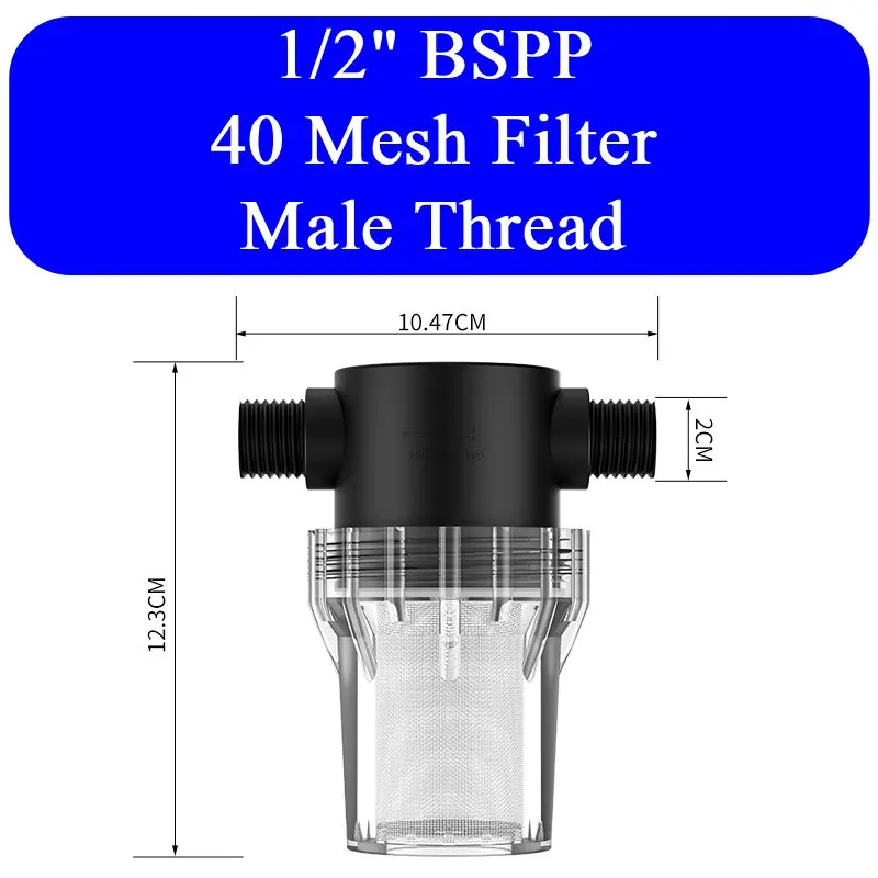 1/2" 3/4" 1" BSPP mannelijke schroefdraad, inbouwzeef voor water, 10-200 mesh, roestvrijstalen voorfilter voor waterpomp, hogedrukreiniger.