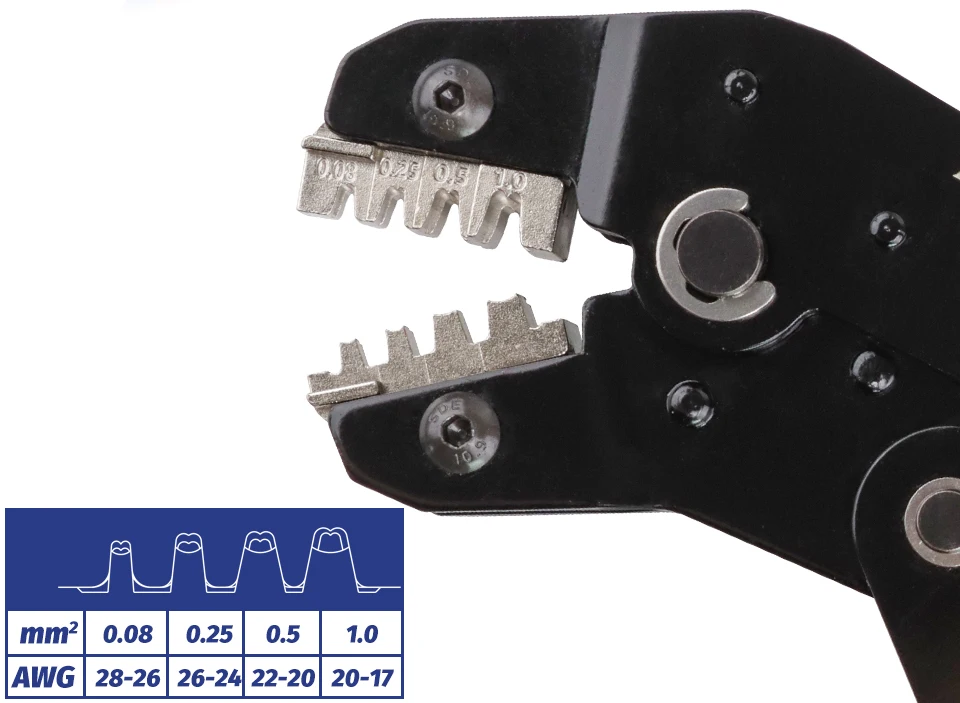 SN-2549S Crimpwerkzeuge für PH2.0/XH2.54/2.8/3.0/3.96/KF2510/JST Terminal 0,08–1,0 mm2/AWG28–18 Drahtratszange – Detail 4