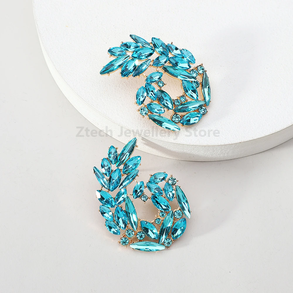 أقراط كبيرة من الزجاج الهندسي للنساء ، براقة وحلوة ، لامعة ، أزياء كورية ، بساطة ، بيان خفيف الوزن ، هدية مجوهرات