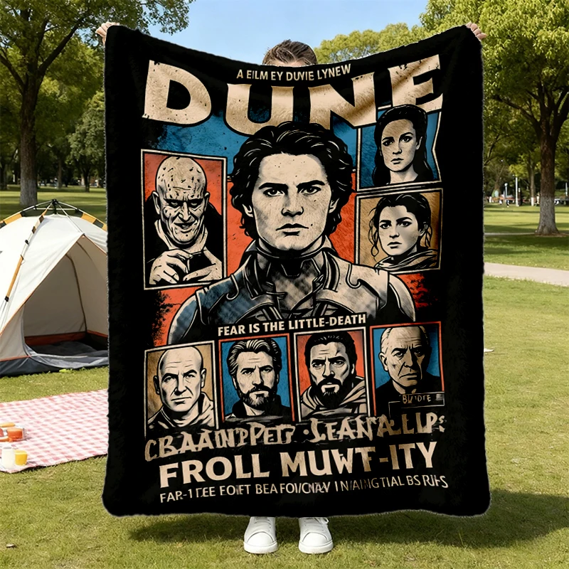 Dune Movie Graphic Flannel Throw Paul Atreides Sci-Fi Flannel Blanket The Spice Must Flow Arrakis Film Cozy Blanket