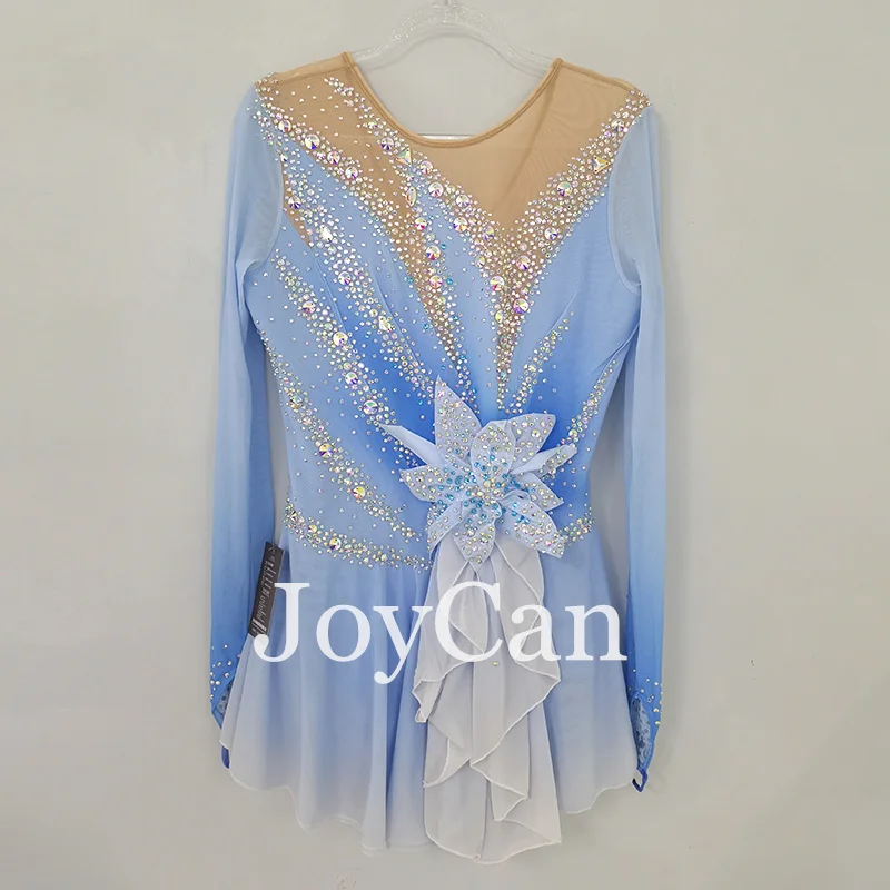 Joycan Ijs Kunstschaatsen Jurk Meisjes Blauwe Spandex Stretchy Wedstrijd Dance Wear Aangepast