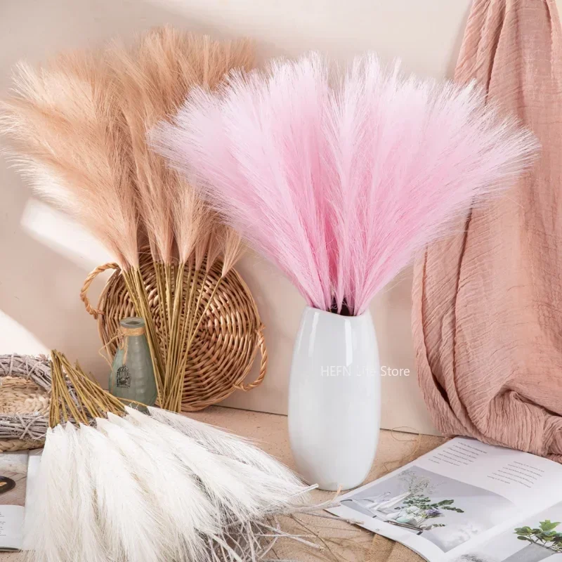 10pcs Artificial Pampas Grass Flower Bouquet For Home Wedding Decoration DIY Party Bedroom Fake Plant Flowers Vase Decor Reed