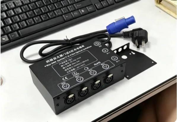 DMX512 Splitter 1 In 4 Out Optical Isolation Signal Amplifier 4 Way DMX Distributor 3Pin XLR Signal Repeater For Stage DJ Disco