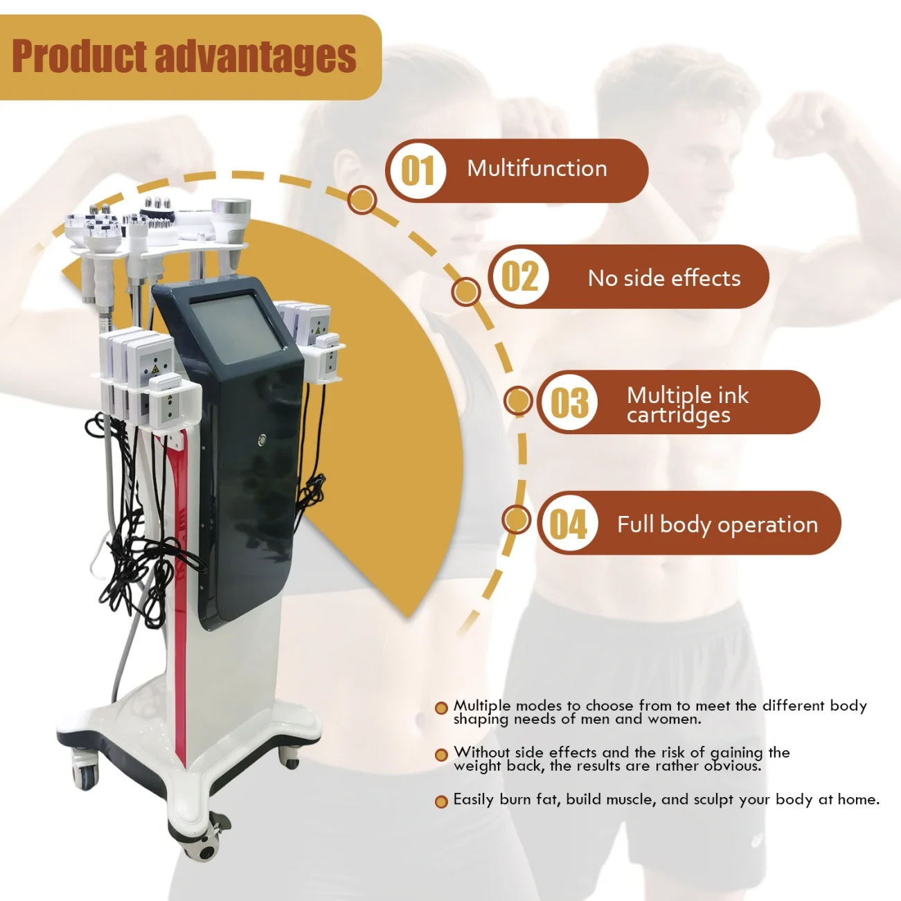 Advanced 9‑in‑1 80K Ultrasonic Cavitation Slimming Device Full Body Fat Burning Skin Firming Lymphatic Drainage Vacuum RF Machine for Beauty Clinic Spa Use