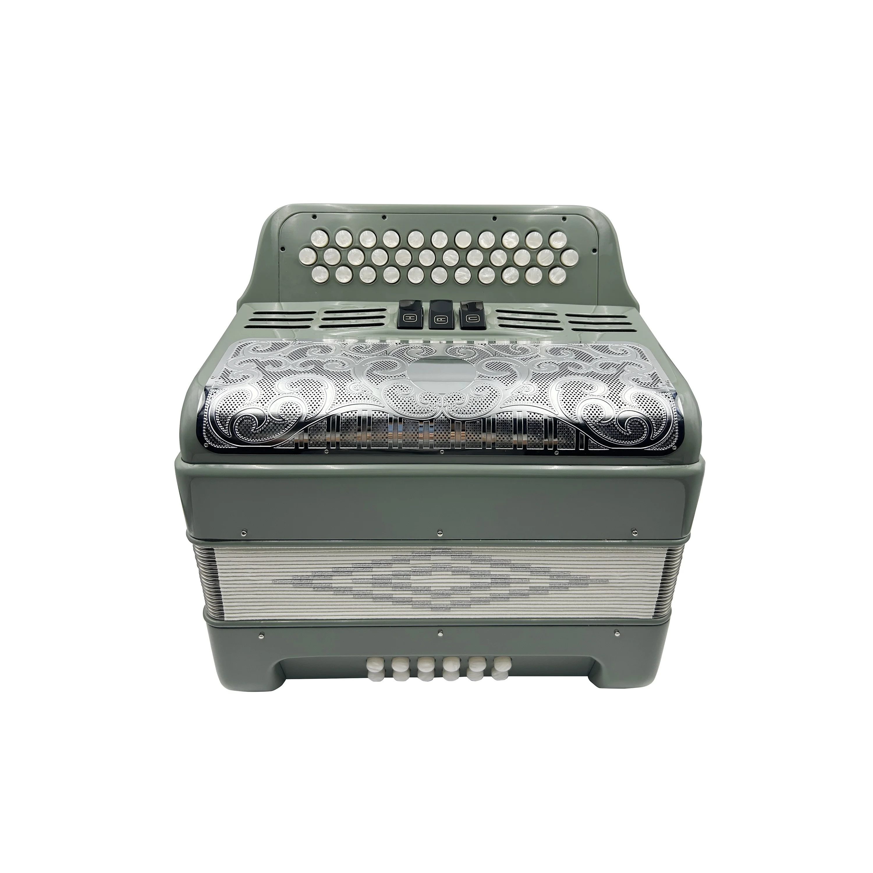 SEASOUND Professional JB3412C หีบเพลง 12 Bass 3 Registers 34 ปุ่ม Sky สีเทา Body Silver Grill สีขาวปุ่ม Diatonic