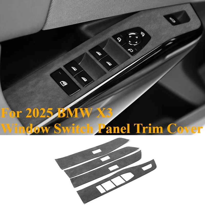 

For 2025 BMW X3 Window Switch Panel Trim Cover Alcantara Suede Ultra-Thin Sticker Car Interior Decoration Modification Accessory
