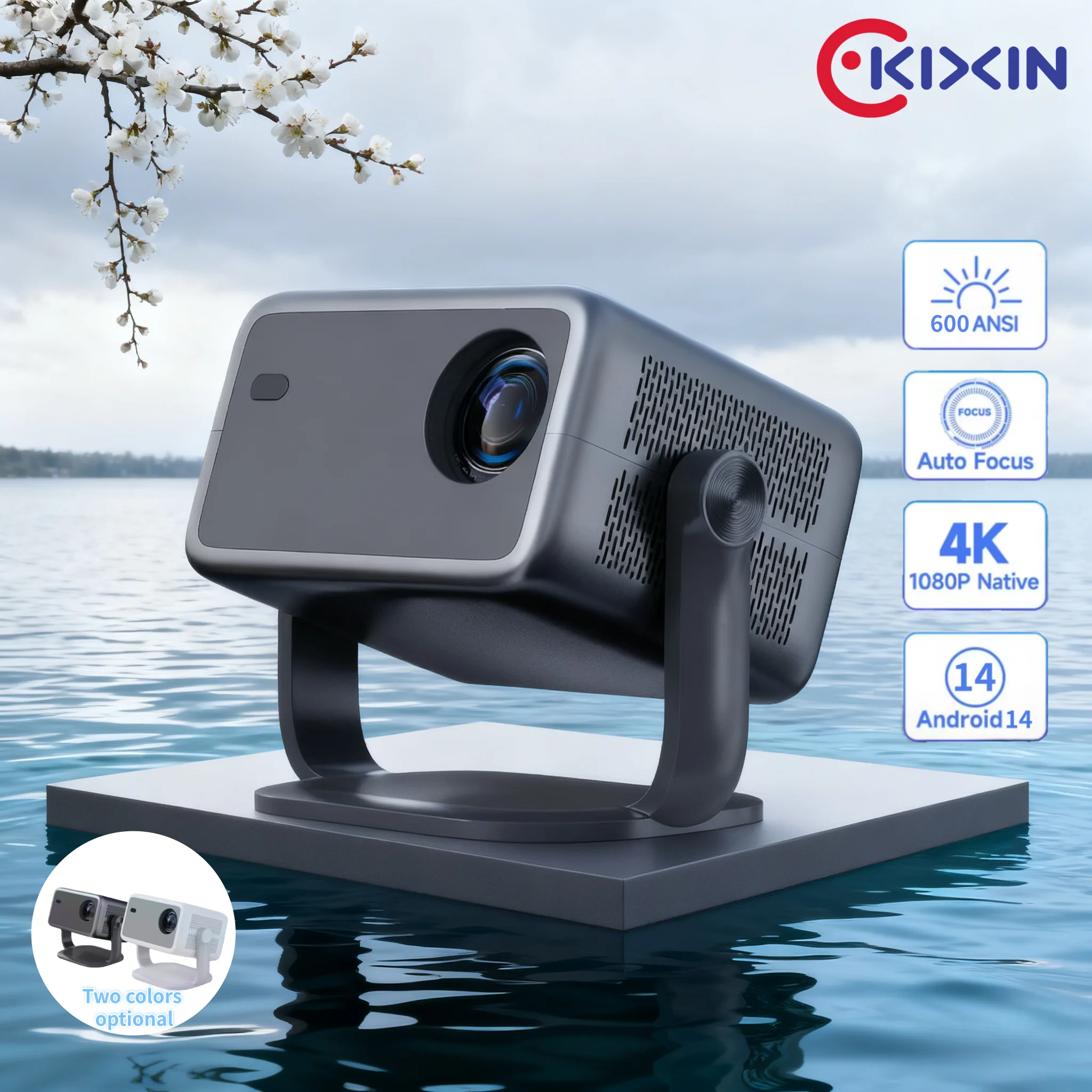 

KIXIN 600ANSI beam projector l018 Projector 4K android 14 Auto Keystone Wifi6 BT5.4 Portable home theater 4k video projector