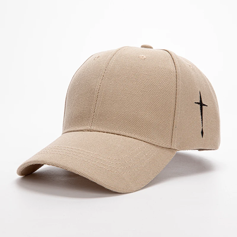 1Pc Korean solid color cross embroidered fashionable men's and women's baseball cap