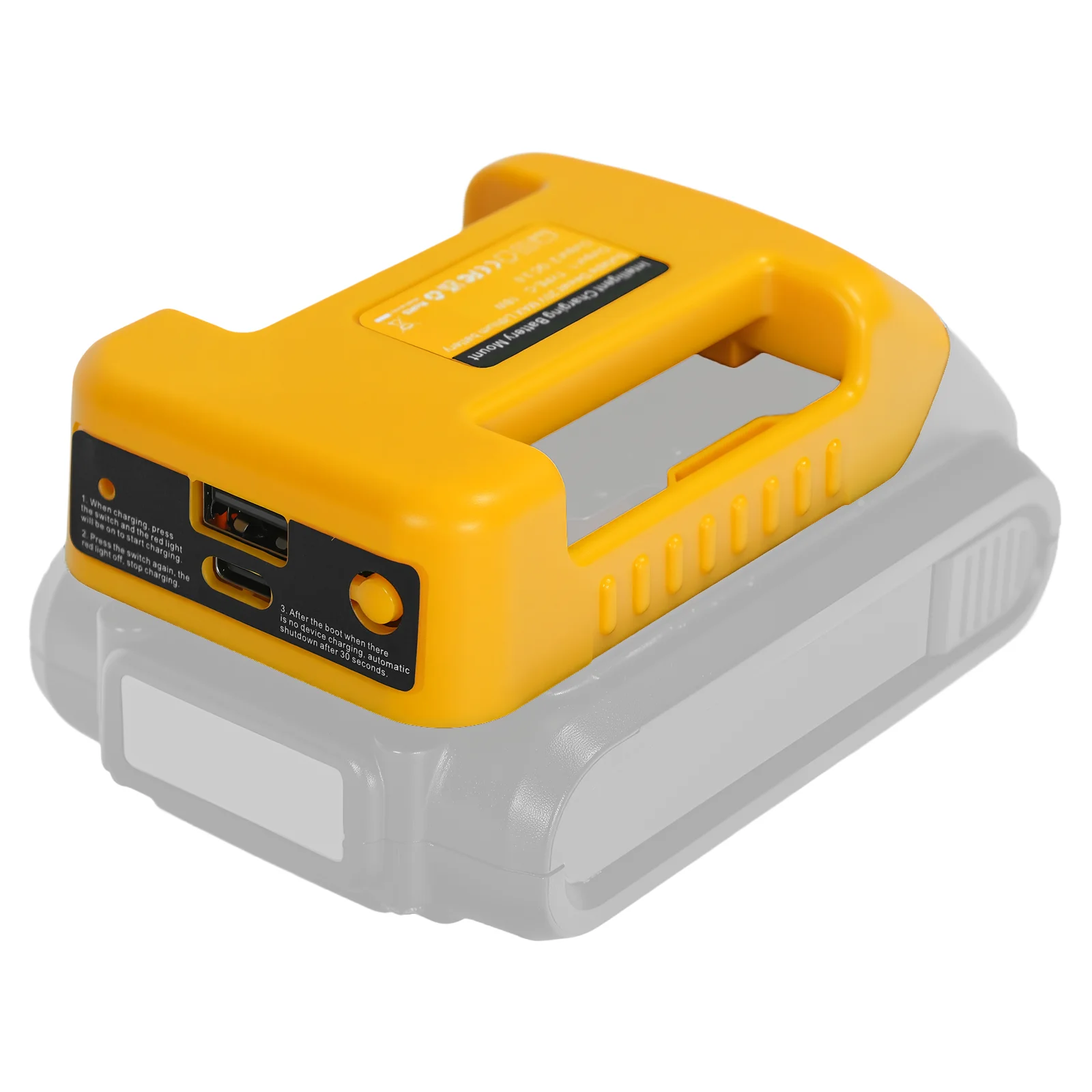 

USB Charger Adapter Battery Holder with USB&Type‑C Fast Charge Ports Portable Belt Clip Power Adapter for Dewalt 20V Battery Pin