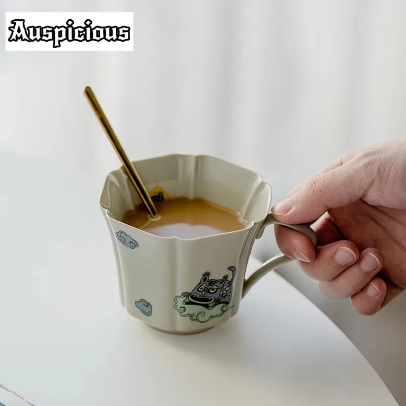 190mol Honey Glaze Tiger Art Ceramic Tea Cup Breakfast Cup Japanese Coffee Cup Household Supplies Tea Bowl Single Master Cup Mug