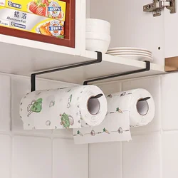 Rack de armazenamento de suspensão sem perfuração, Toalheiro de papel de cozinha, Cremalheira de papel do armário, Disposição do envoltório plástico, Criativo