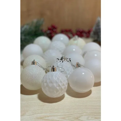 Beysüs Christmas Pine Tree Süsü Cici Ball 6 cm 16 S White