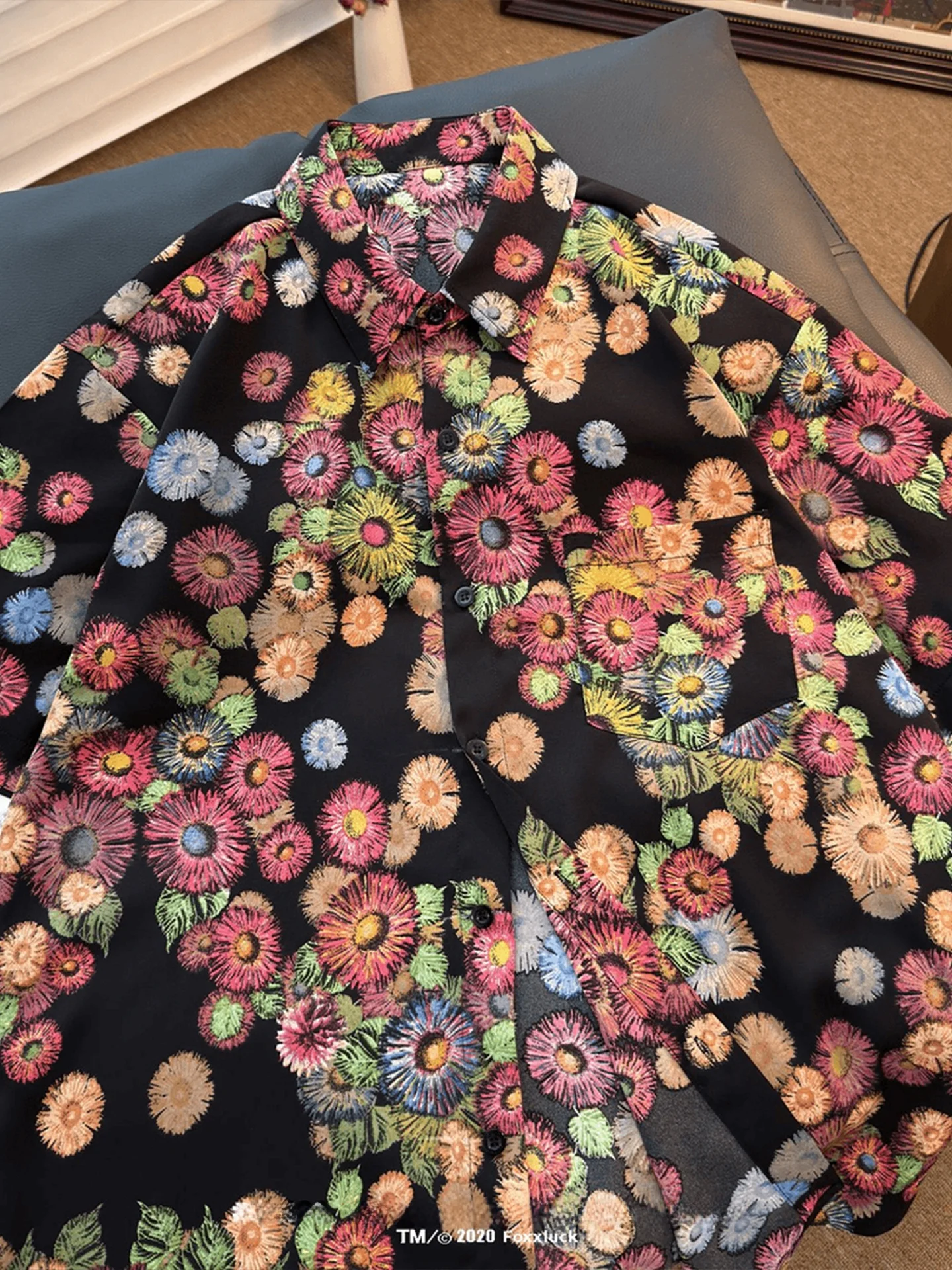 Ice Silk Cool Feeling Floral Men's Summer Loose Fit Half Sleeve Shirt Casual Hawaiian Style Lightweight Outerwear