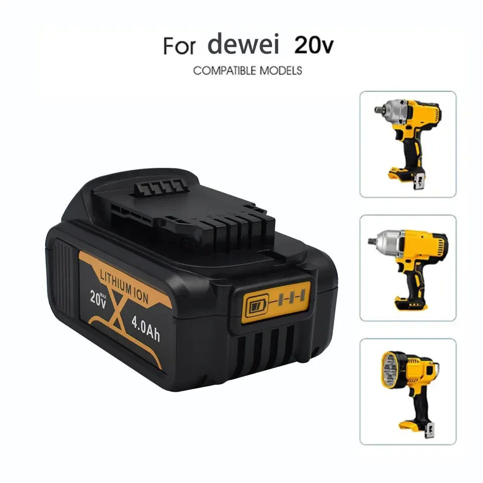 For DeWalt 100% Original 20V 4000mAh Rechargeable Power Tools Battery with LED Li-ion Replacement DCB205 DCB204-2 20V DCB206