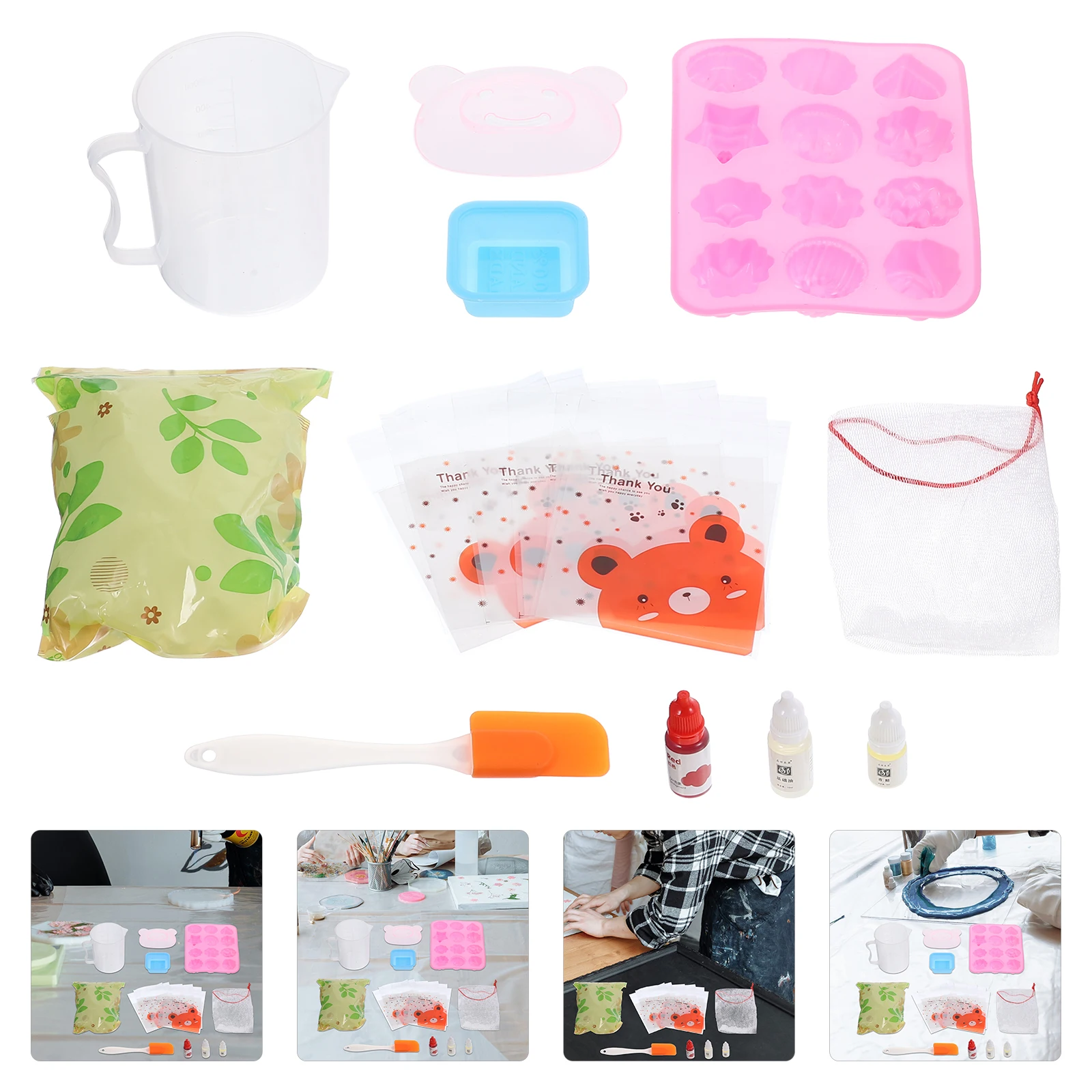 

DIY Handmade Soap Kits for Beginners Kids Adults Random Color Style Soap Molds Silica Gel Accessories Clean Safe Ingredients