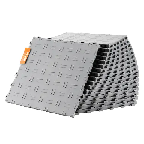 SucceBuy Garage Tiles Interlocking 12 x 12 x 0.53 inch 25 Pack Garage Floor Covering Tiles  for Garages Basements Silver