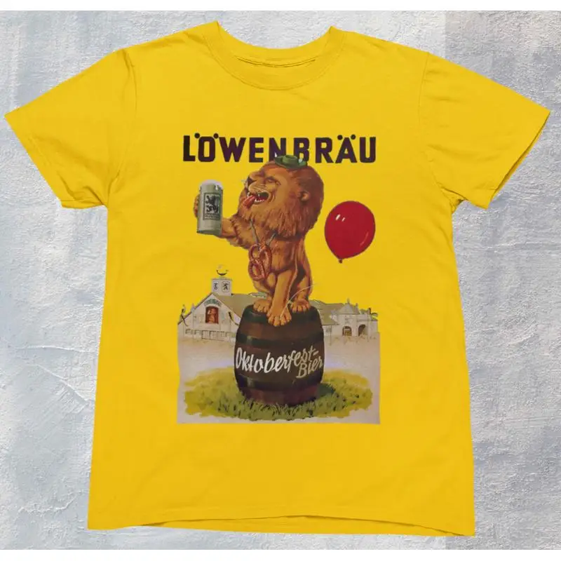 Festa alemã da Oktoberfest com camiseta Lowenbrau Lion 100 algodão