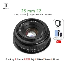 TTArtisan 25mm F2 Camera Lens APS-C frame for Sony E Fujifilm X Nikon Z Canon M RF Panasonic Olympus M4/3 Leica L-Mount Camera