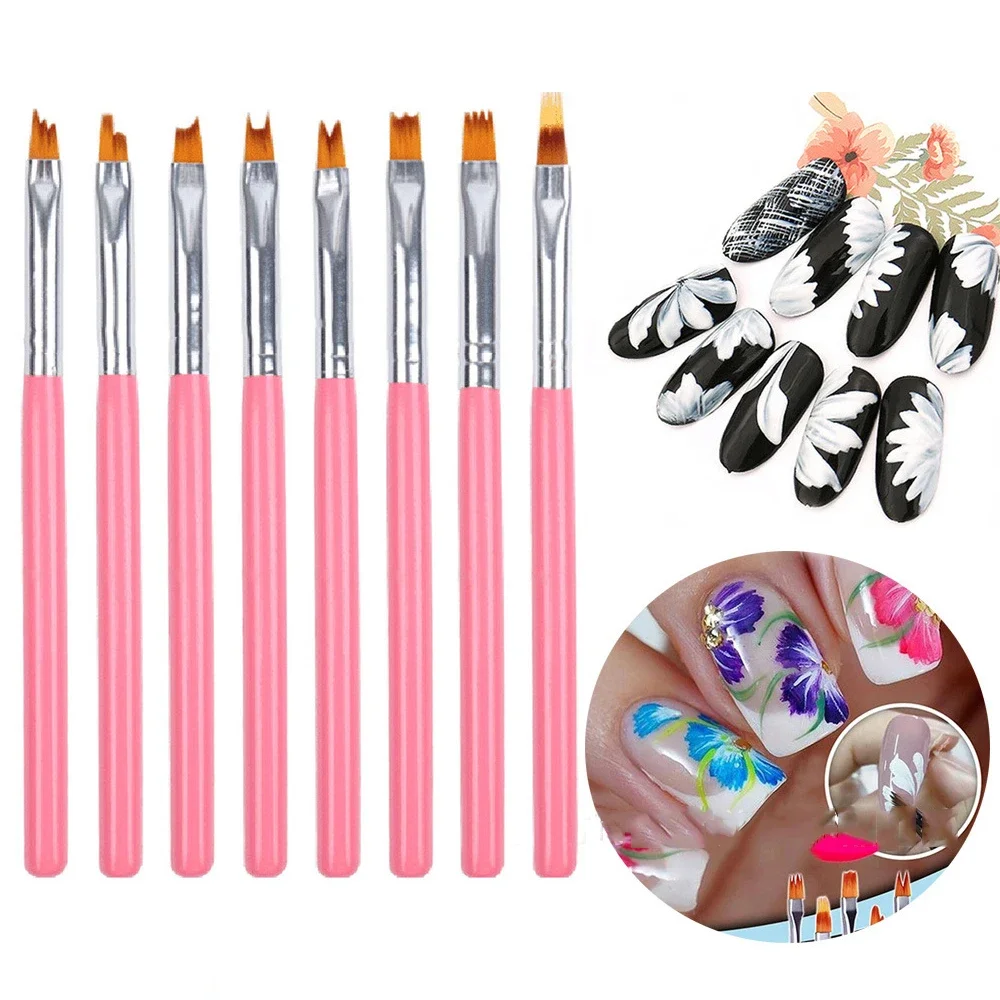 

8Pcs Nail Brush Set Gradient Drawing Pen DIY Flower Painting Pen Manicure UV Gel Polish Brushes Nail Supplies For Professionals