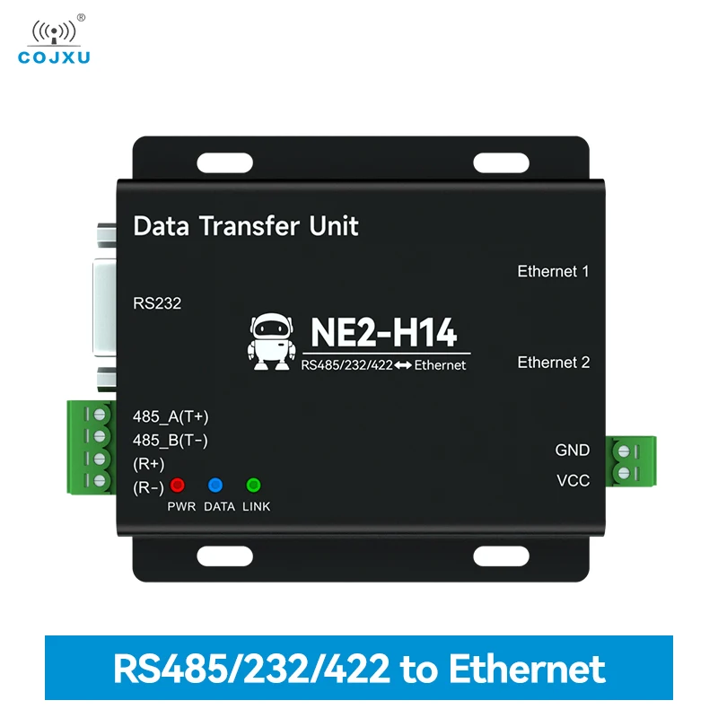 RS485/232/422 to Ethernet Serial Server Build-in Switch ModBus Gateway COJXU NE2-H14 2-Way Socket MQTT TCP to RTU AT Command