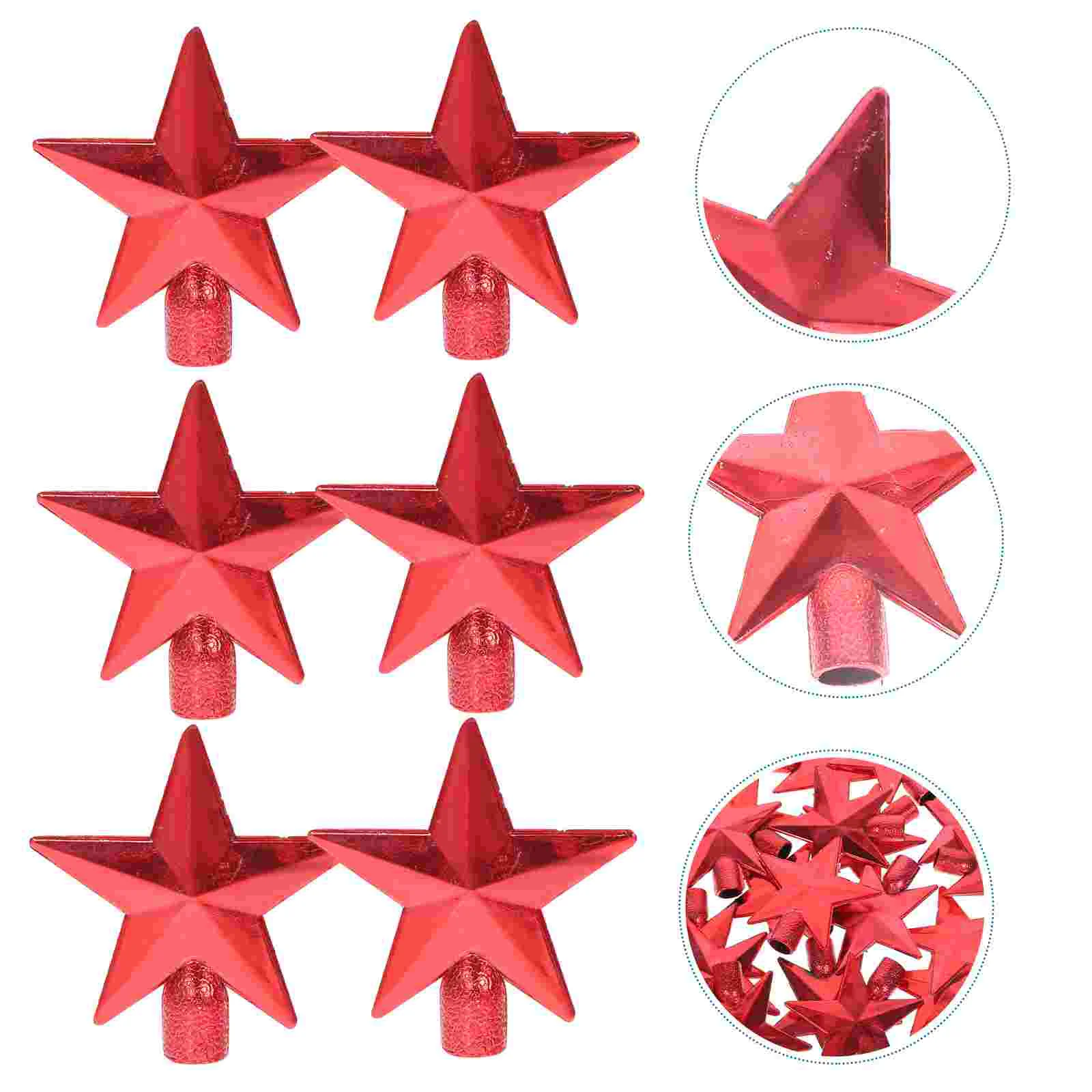 20 Pcs Mini Christmas Tree Top Star Decorations Festival Ornament Set Topper Plastic Xmas Christmas-themed