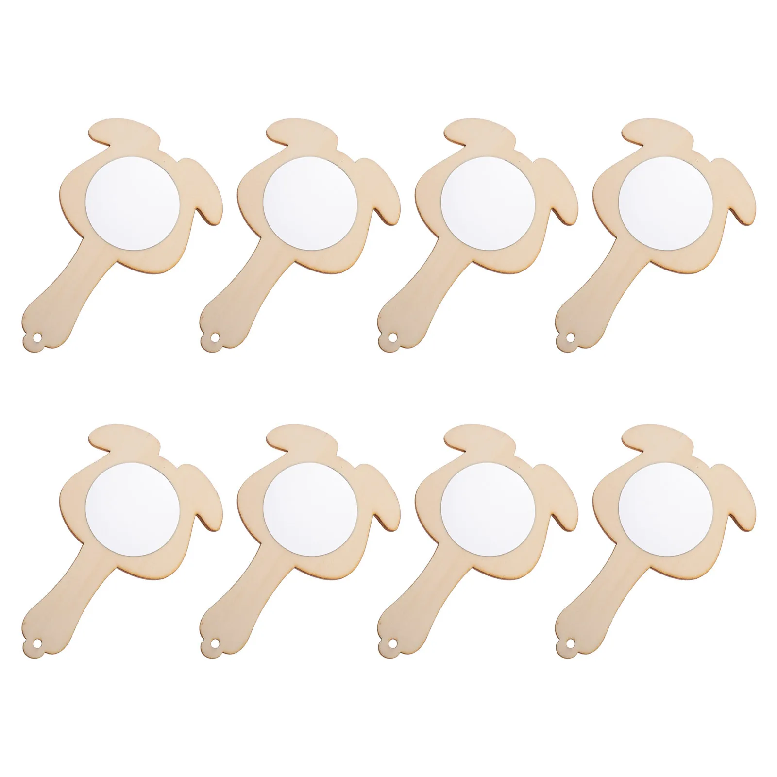 8 قطعة مرايا يدوية ذاتية الصنع من الخشب الفارغ ملحقات حرفية للأطفال لتزيين طاولة الزينة والفنون والحرف اليدوية