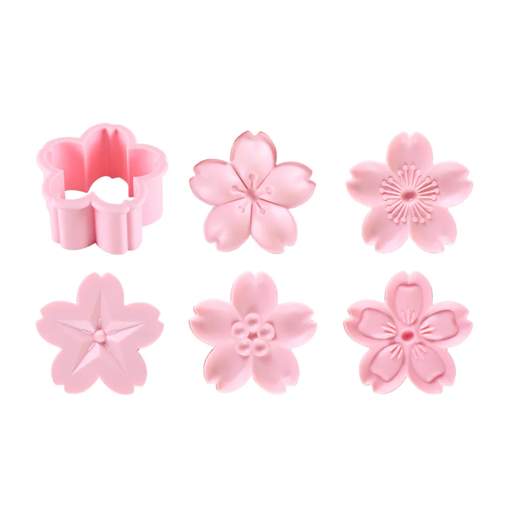 

6PCS Cherry Blossom Cookie Cutters Mold Sakura Cookie Stamps for Biscuit Pastry Accessories