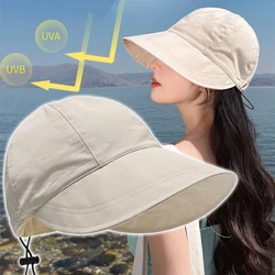 Summer Sun Hats Sunshade Hat Wide Brim Drawstring Adjustable Foldable Women Men Cap Quick-drying Hats Visors Fisherman Caps