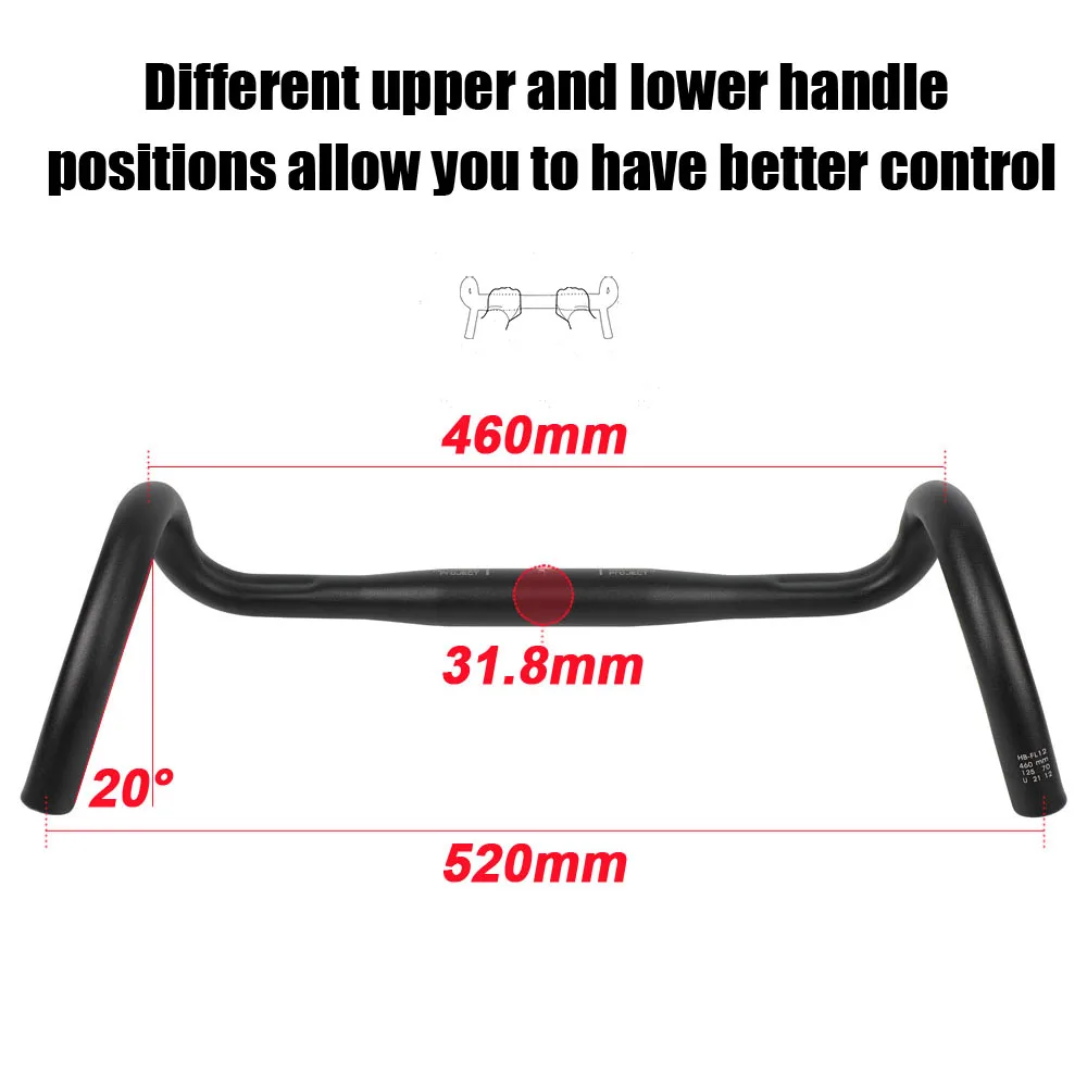 UNO Gravel Drop Bar Racing Road Bike Handlebar Flare 20 Degree 31.8x400/420/440/460mm Bicycle Bent Handlebar Bike Accessories